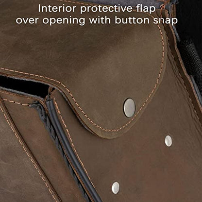 Naked Cowhide Leather Motorcycle Saddle Bags Throw Over Saddlebags (Vintage Brown 26L No Studs & Braided)