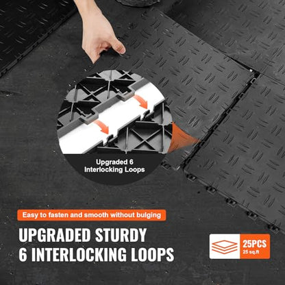 Garage Floor Tiles 12 x 12 x 0.53 inch (25 Pack Tile / Black)