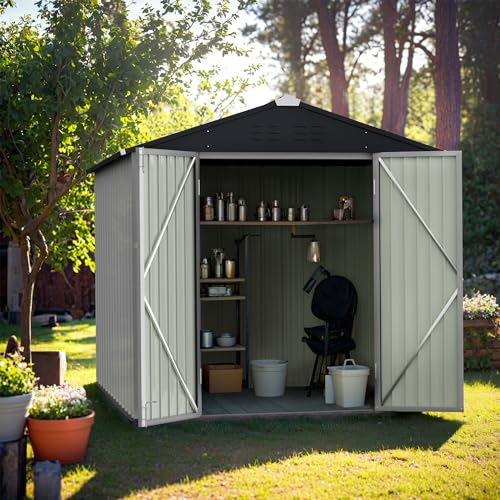 6x4 FT Outdoor Storage Shed (White / 6x4 FT)