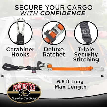 1.5 inch x 6.5ft Ratchet Straps w (6.5 ft + Storage Bag / Red)