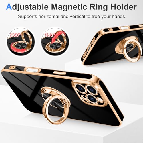 Designed for iPhone 16 Pro Case with Ring Stand Slim Black (Black / 6.3'' iPhone 16 Pro)