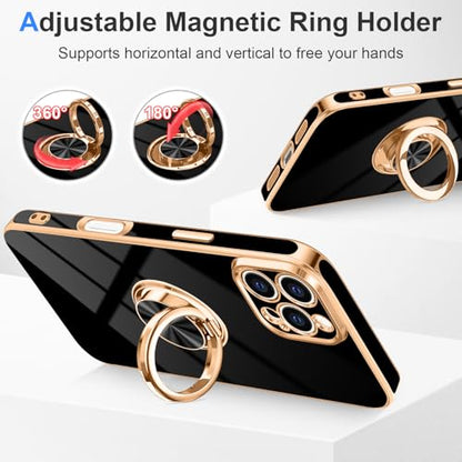 Designed for iPhone 16 Pro Case with Ring Stand Slim Black (Black / 6.3'' iPhone 16 Pro)