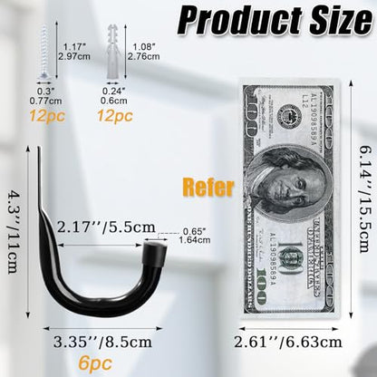 Metal Wall Hooks for Hanging Heavy Duty (3.5''-6pcs)