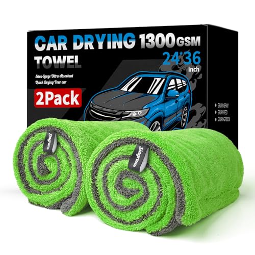 2 Pack XL Car Drying Towel (Gray-green)