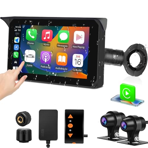 Wireless Carplay Motorcycle Dash Camera with 5" Touchscreen (CS5 Pro)