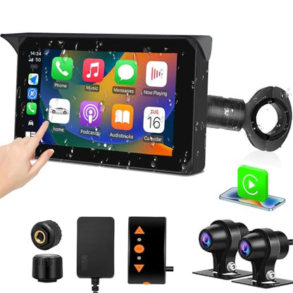 Wireless Carplay Motorcycle Dash Camera with 5" Touchscreen (CS5 Pro)