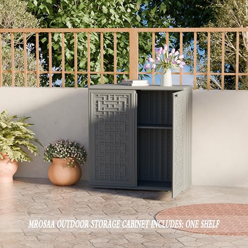 Indoor Outdoor Storage Cabinet Waterproof with Shelf (Gray)