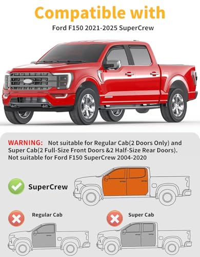 Window Visors Rain Guards for Ford F150 SuperCrew 2021 (Fit for 2021-2026 Ford F150 SuperCrew)