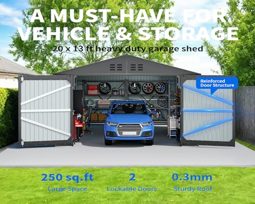 20 x 13 FT Outdoor Storage Shed (13 x 20 FT / Black)