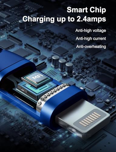 iPhone Charging Cord [MFi Certified] USB A to Lightning Cable 3FT (3FT / USB A / Blue)