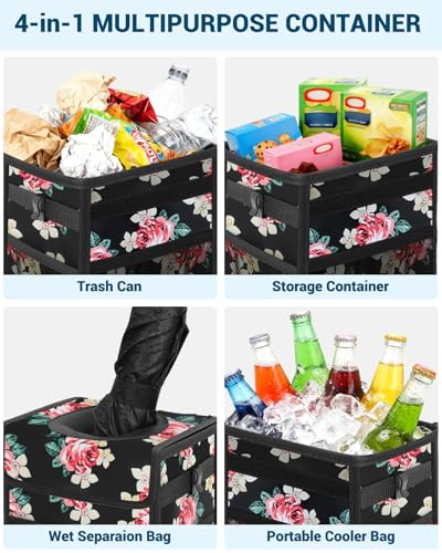 Car Trash Can with Lid (2.5 Gallons / Flower)