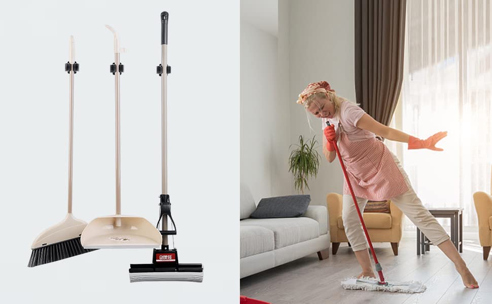 9PCS Broom and Mop Holder (Matte Black / 9)