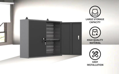 Metal Wall Mounted Tool Cabinet with Lockable Doors