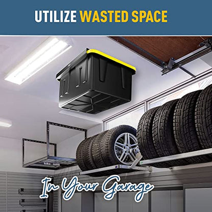 Heavy Duty Overhead Garage Storage Rack for 1 Bin. Adjustable Width (1 Bin)