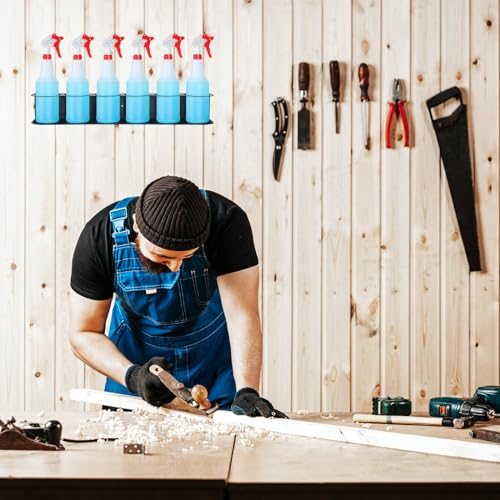 2 Pcs 6 Holes All Purpose Steel Spray Bottle Holder Heavy Duty Can Holder Rack Organizer Easy Install Wall Mount Paint Spray Bottle Organizer Storage Rack for Garage Home Workspace (Black / 6 Holes)