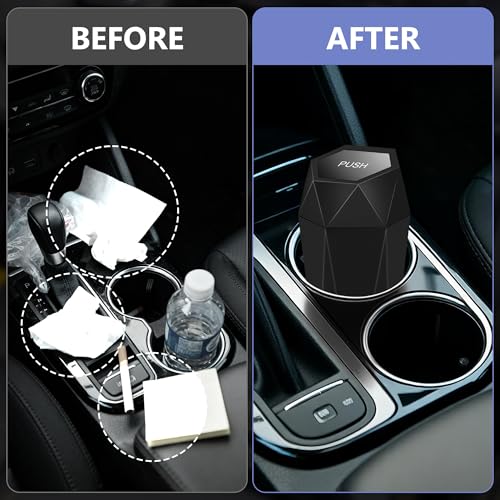 Car Trash Can with Lid (Black-1Pc)