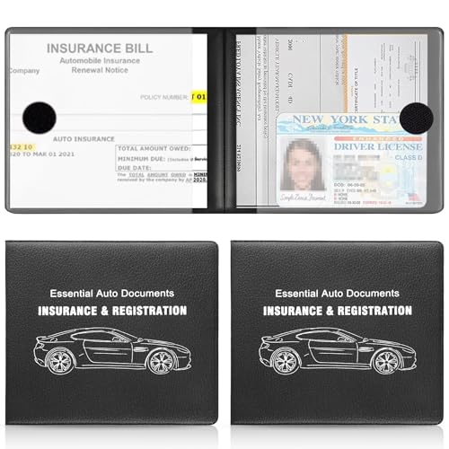 Car Registration and Insurance Card Holder (Lychee pattern Black)