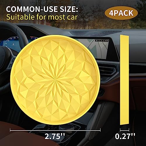 Car Coasters for Cup Holders [4 Pack] (4 Pack-yellow)