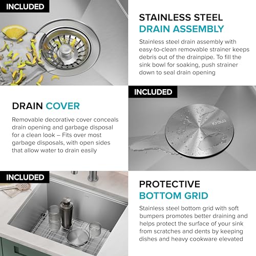 Stainless Steel 21 in Undermount Kitchen Sink KWU111 (Stainless Steel / 21 inch / Sink)