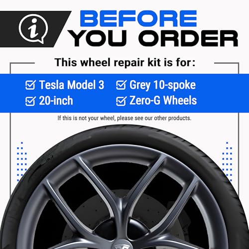Premium Tesla Wheel Curb Rash Repair Kit for Model 3 20 (Tesla Model 3 / 20" Zero-G)
