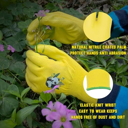 2 Pairs Kids Gardening Gloves (Yellow (Pack of 2) / Medium (Age 4-5))