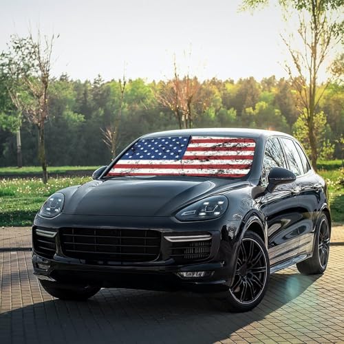 American Flag Car Windshield Sun Shade Umbrella Patriot Sunshade (57X31 Inch / Color-USA2)
