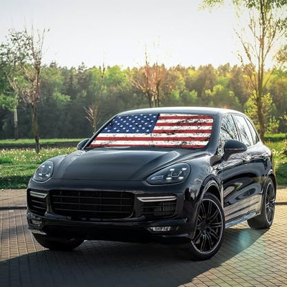 American Flag Car Windshield Sun Shade Umbrella Patriot Sunshade (57X31 Inch / Color-USA2)