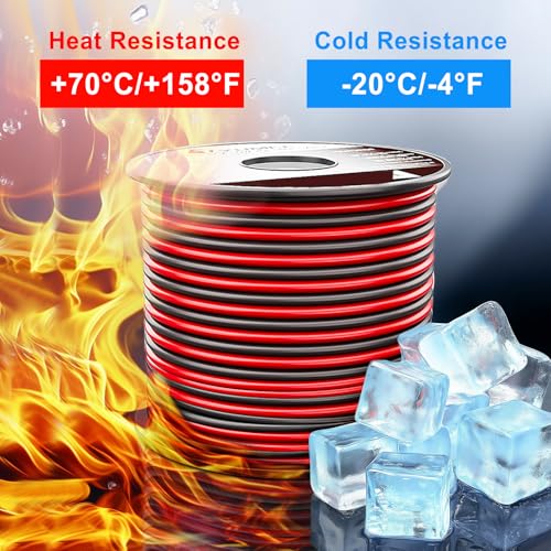 100FT 12 2 Gauge 2pin 2 Color Red Black Cable Hookup Electrical Wire LED Strips Extension Wire 12V (100 Feet / 12/2 Gauge)