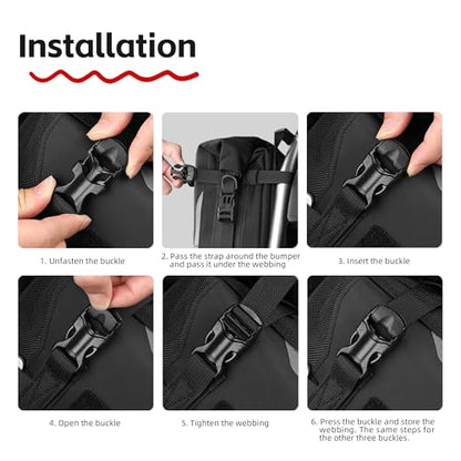 Motorcycle Crash Bar Bag Waterproof 6L Motorcycle Frame Bag Saddle Bag Side Bag with Shoulder Strap (Black 7L)