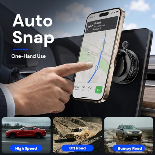 2026 Upgraded Magnetic Car Phone Mount for MagSafe (A. Upgrated J37-Black Base)