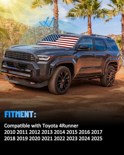 American Flag Car Windshield Sun Shade Compatible with Toyota 4Runner 2010 (Toyota 4Runner 2010-2024 - USA Flag)