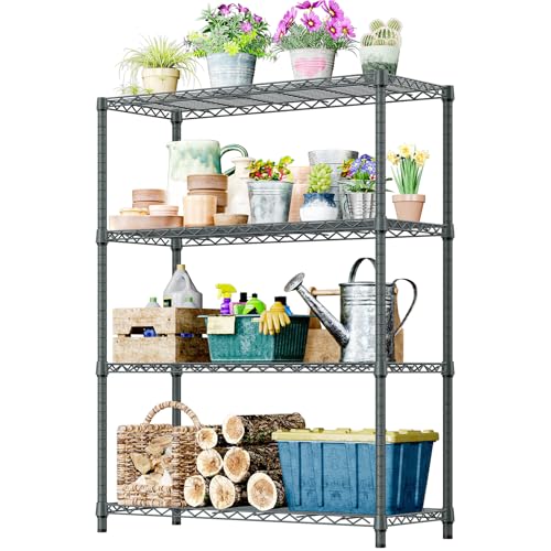 Outdoor Metal Storage Shelving Unit (4 Tier, 17.7" D x 47.24" W x 59" H / Grey)