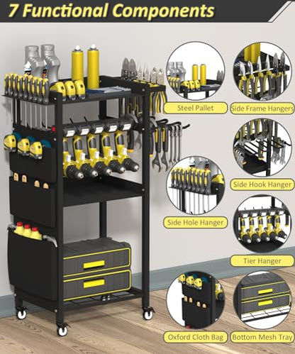 4 Tier Rolling Power Tool Organizer Storage Cart