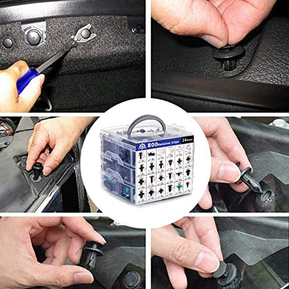 801pcs Car Push Retainer Clips with 24 Popular Push Pins for Auto Parts (Car Clips 801PCS-Blue)