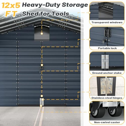 12x25 FT Metal Carport with Side Storage