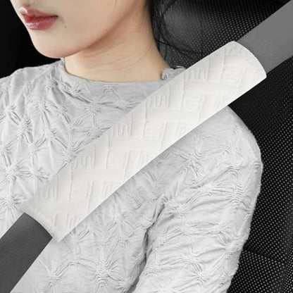 2 Pack Universal Car Shoulder Strap Pads Cover for A More Comfortable Driving (White)
