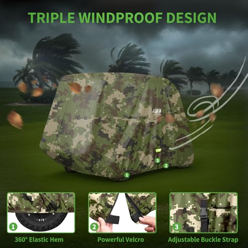 650D Golf Cart Cover for 2 (Camouflage / L-For 2/2+2/4 Passengers Cart)