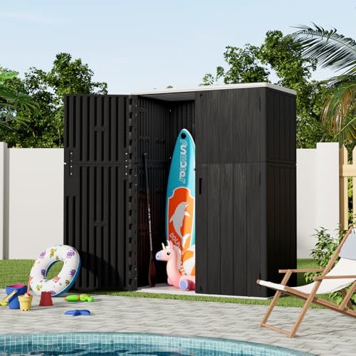 Outdoor Vertical Storage Shed (Black / 57 Cu.ft)