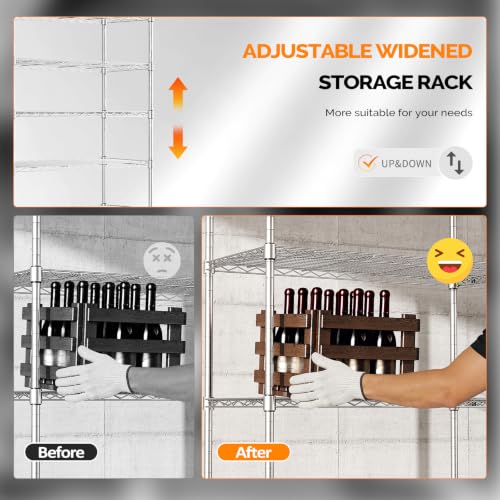 5 Tier Storage Shelves 1430LBS Heavy Duty Metal Shelving (Chrome / 58"W × 13.8"D × 71"H)