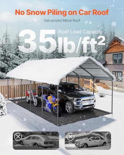Heavy Duty Metal Carport (White / 13x26ft)