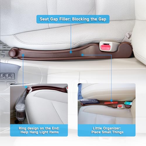 Car Seat Gap Filler Organizer 2Pack Soft Foam 3IN1 Multifunctional (Espresso brown / Most Cars – Standard)