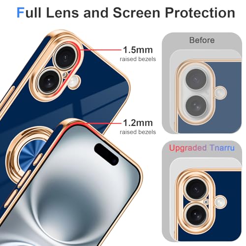 Designed for iPhone 16 Case with Ring Stand Slim Blue (Blue / 6.1'' iPhone 16)
