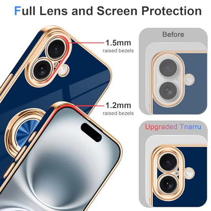 Designed for iPhone 16 Case with Ring Stand Slim Blue (Blue / 6.1'' iPhone 16)