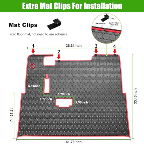 EZGO TXT Golf Cart Full Coverage Floor Liner Mat (Black Red)