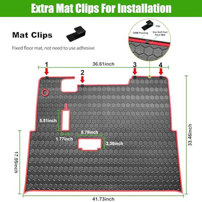 EZGO TXT Golf Cart Full Coverage Floor Liner Mat (Black Red)