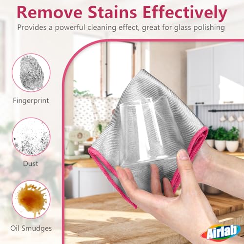 Glass Polishing Streak Free Miracle Cleaning Cloth (Sliver-pink)
