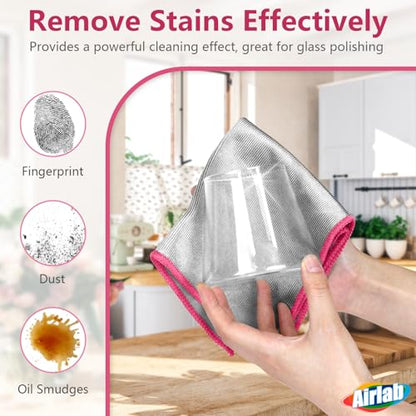 Glass Polishing Streak Free Miracle Cleaning Cloth (Sliver-pink)