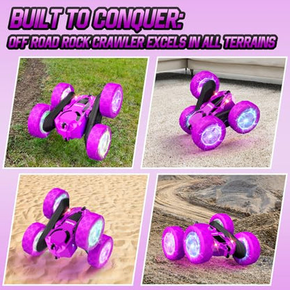 Remote Control Car for Kids (Purple / Glow (Headlights & Wheel Lights))