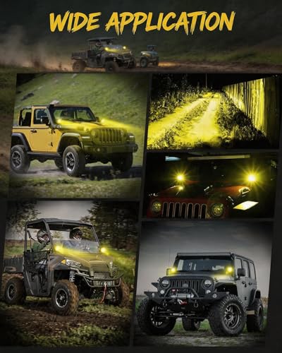 2PCS 4 Inch Amber LED Fog Lights 90W Round Off Road Driving Lights (Amber Light)