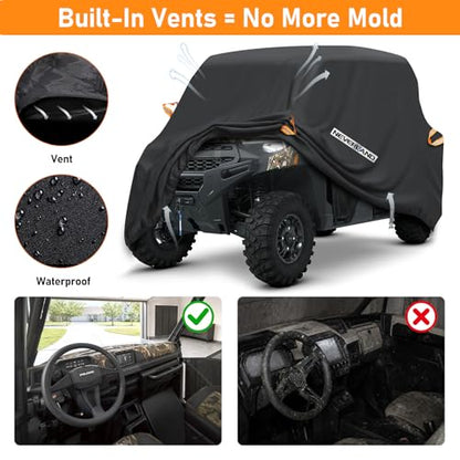 UTV Cover Heavy Duty Ranger Cover Waterproof 4 (XL: 165"Lx 67"Wx 76"H (Double Row Seats Plus）)